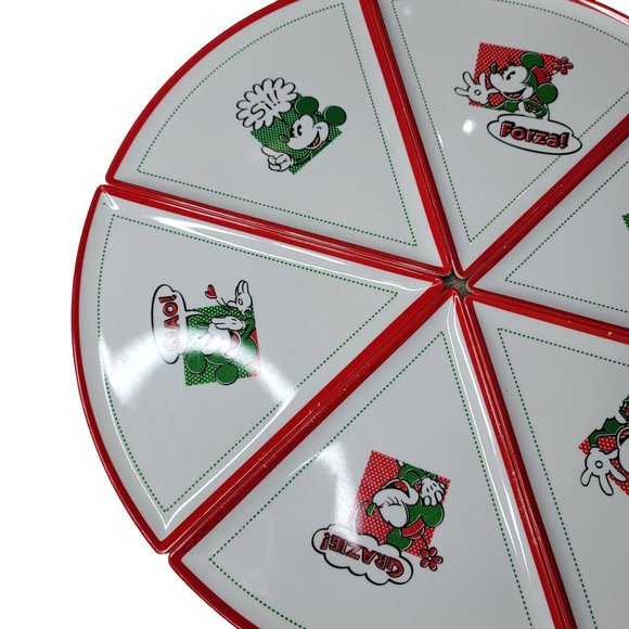Disney Vintage minnie and mickey mouse Italian word pizza plates full set of 6 - Picture 7 of 10